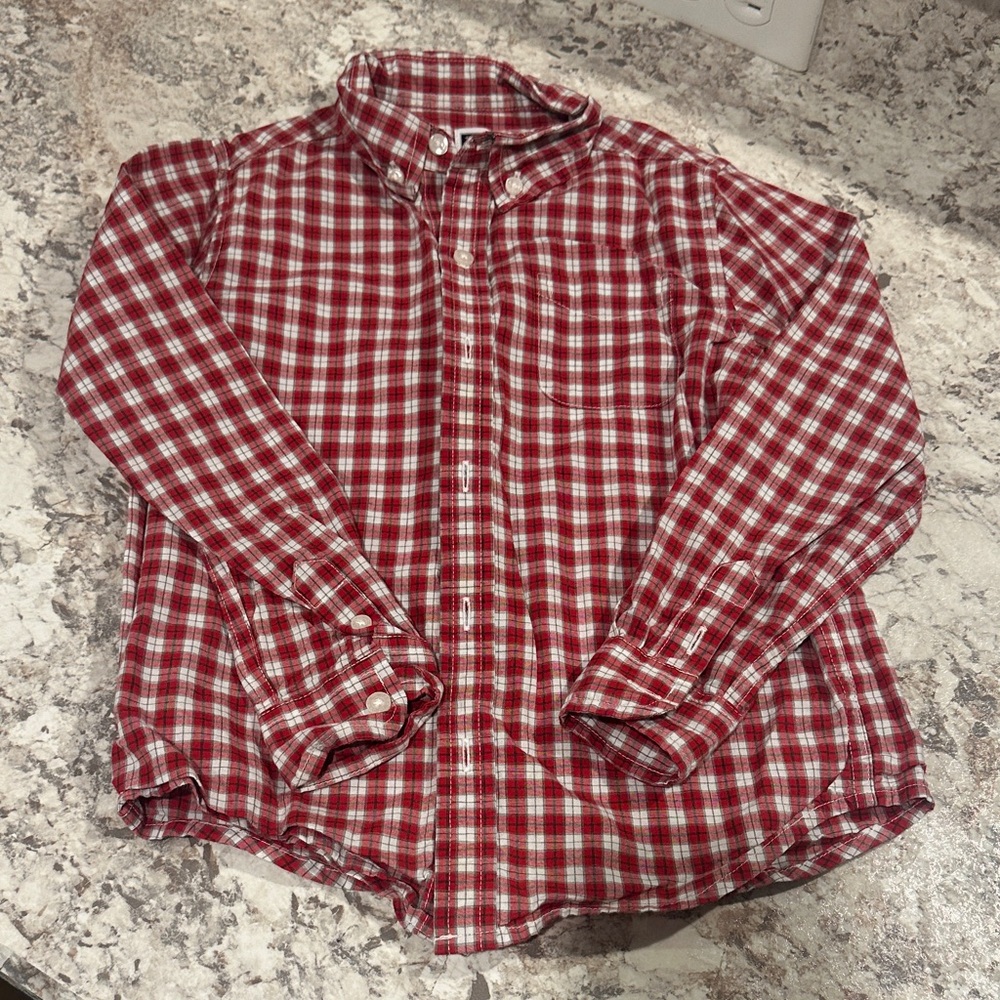 Red Plaid boys J&J button down shirt